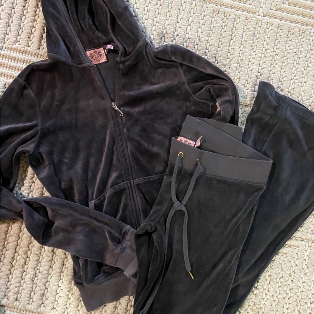 Juicy Couture  grey flare Velour Jogger Set new small